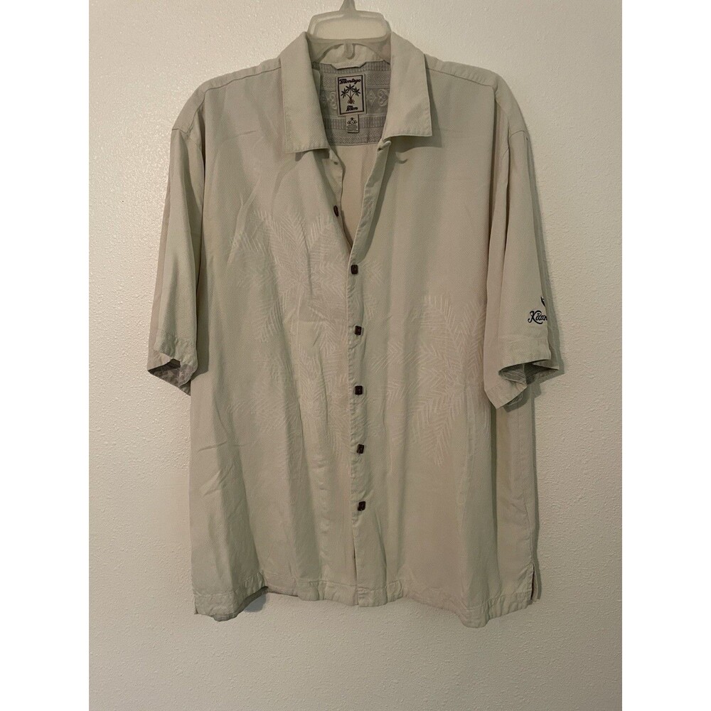 Montego Mon  Silk Shirt Large Tan Khaki Brown